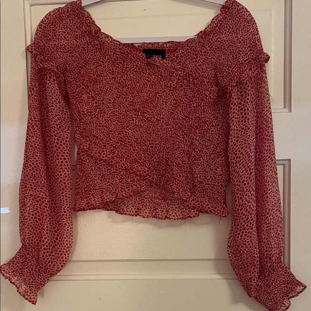 Lucy Paris Red Patterned Women's Blouse